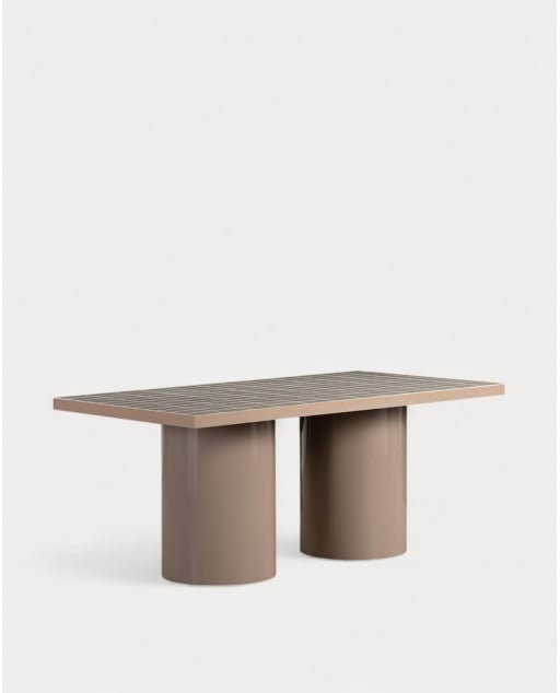 Tavolo da Pranzo Rettangolare in Metallo e Ceramica (183x95 cm) Zafiro - Beige Seashell