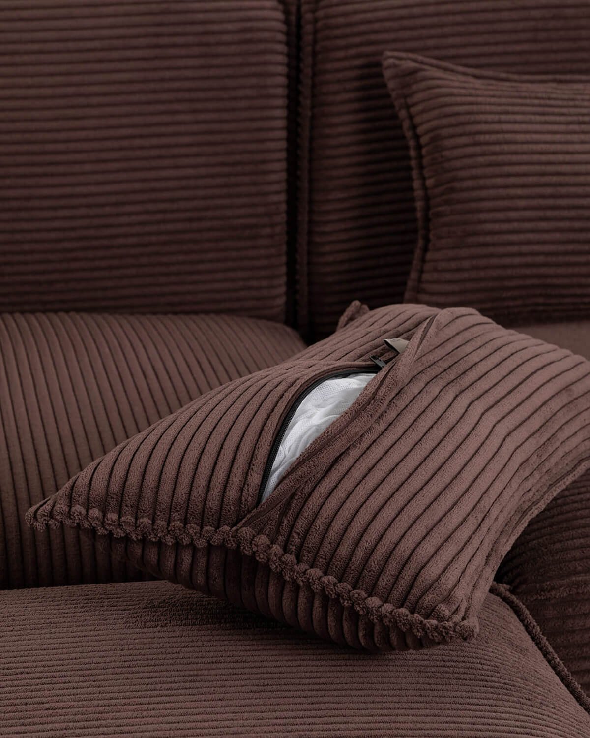 Divano Modulare 3 Pezzi e Pouf in Velluto a Coste Spesse Kilhe , immagine della galleria 6