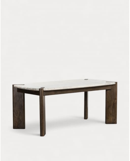 Tavolo da Pranzo Rettangolare in Marmo Sawar e Legno di Mango (180x99 cm) Edgar