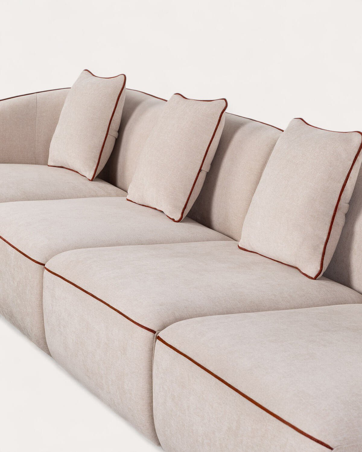 Divano Modulare in 4 Pezzi con Poltrona Angolare e Pouf rotondo in Tessuto Ilham, immagine della galleria 6