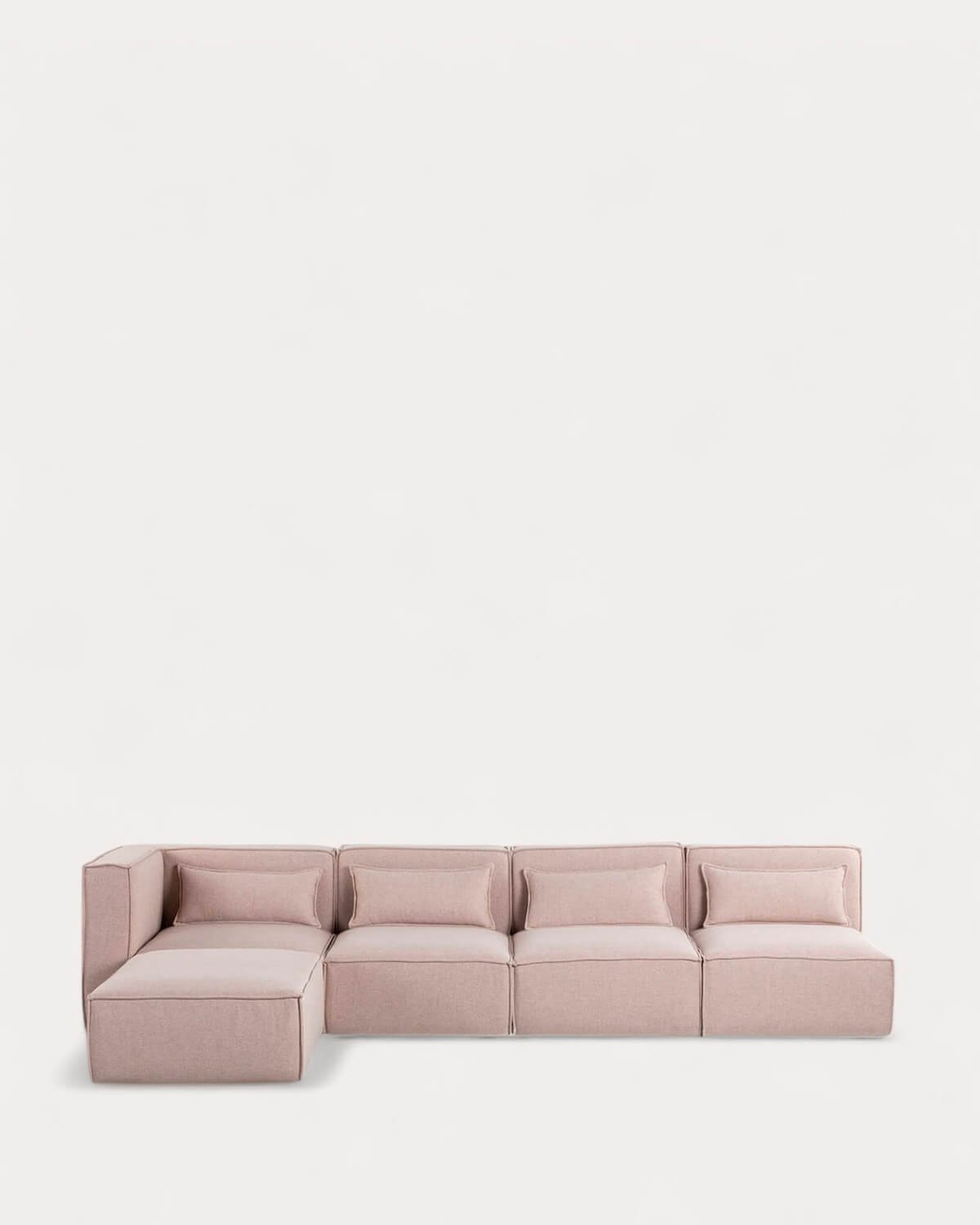 Divano Modulare 4 Pezzi con 3 Poltrone e Pouf in Tessuto Kilhe