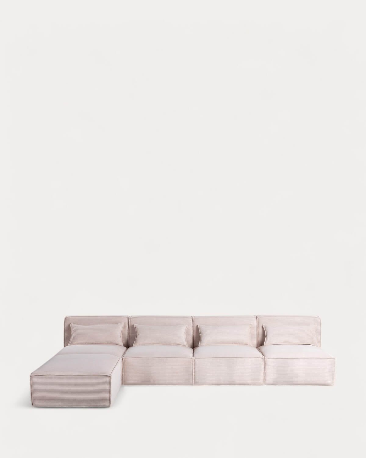 Divano Modulare 4 Pezzi con Pouf in Velluto a Coste Spesse Kilhe, immagine della galleria 1