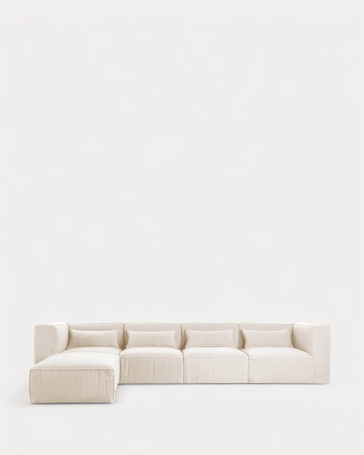Divano Modulare 4 Pezzi con 2 Poltrone Angolari e Pouf in Tessuto Bouclé Kilhe, immagine della galleria 1