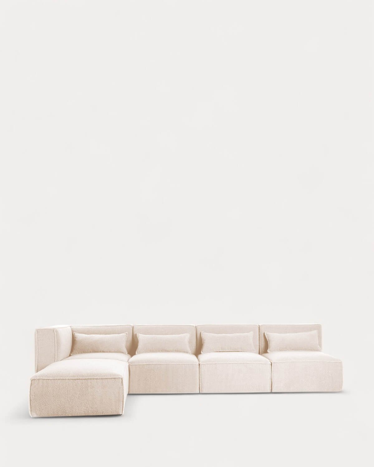 Divano Modulare 4 Pezzi con 3 Poltrone e Pouf in Tessuto Bouclé Kilhe, immagine della galleria 1