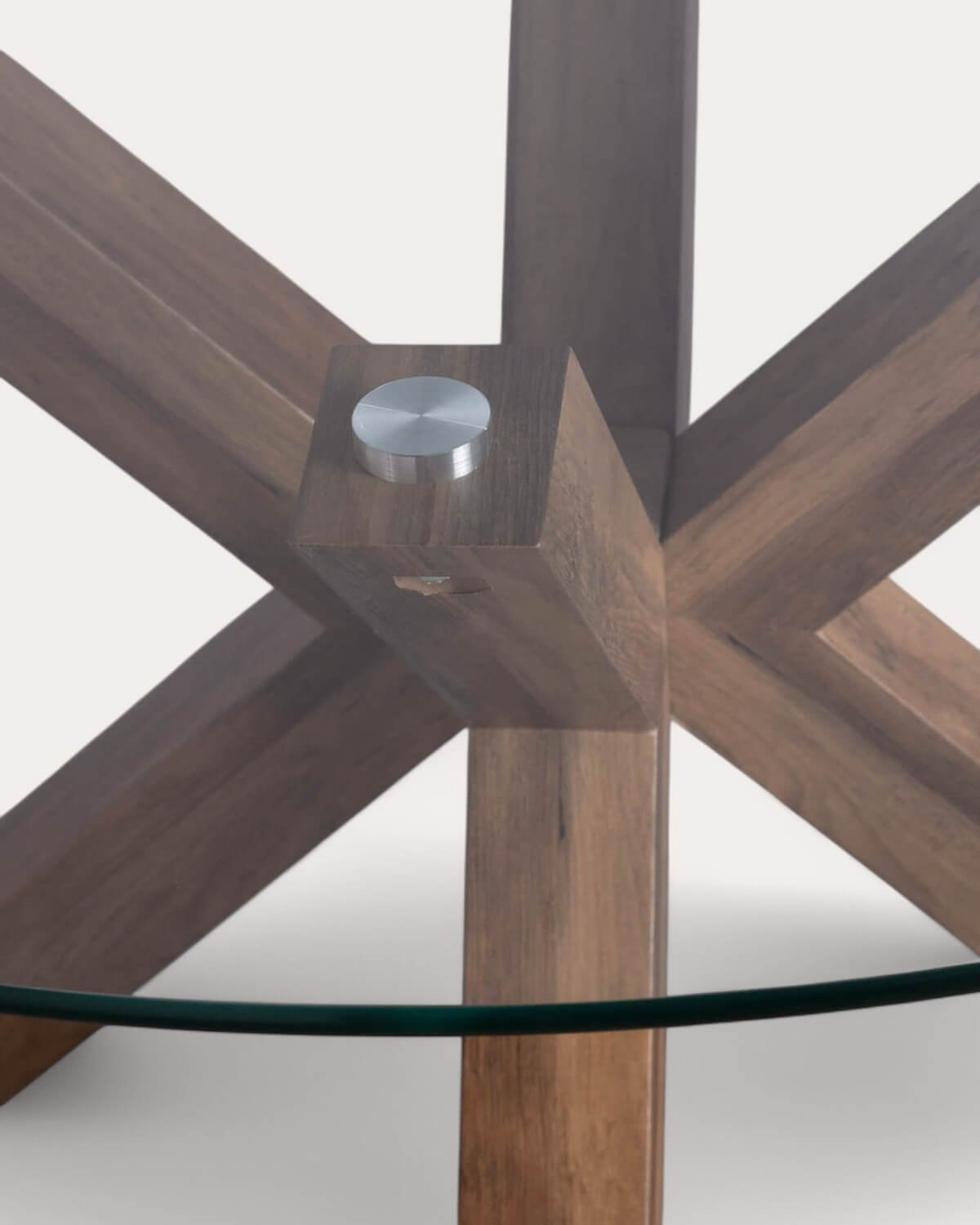 Tavolo da Pranzo Rotondo in Legno e Cristallo (Ø120 cm) Vuoto, immagine della galleria 4