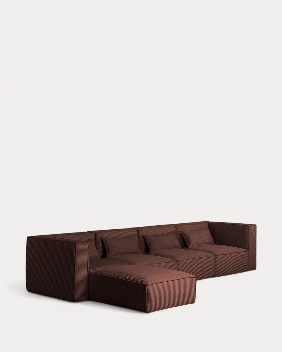 Divano Modulare 4 Pezzi con 2 Poltrone Angolari e Pouf in Velluto a Coste Spesse Kilhe , immagine della galleria 1