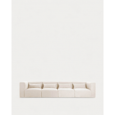Divano Mosulare 4 Pezzi con 2 Poltrone Angolari in Tessuto Bouclé Kilhe Bouclé -Bianco Alabaster - The Masie
