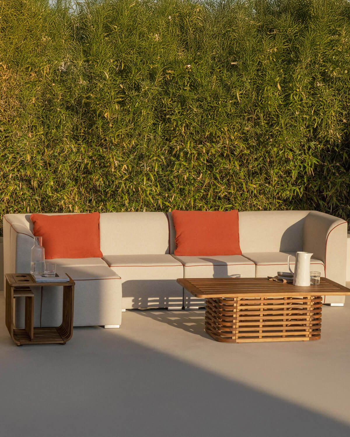 Divano da Giardino Modulare 5 Pezzi con 2 Angoli e 3 Poltrone in Tessuto Lagos, immagine della galleria 2