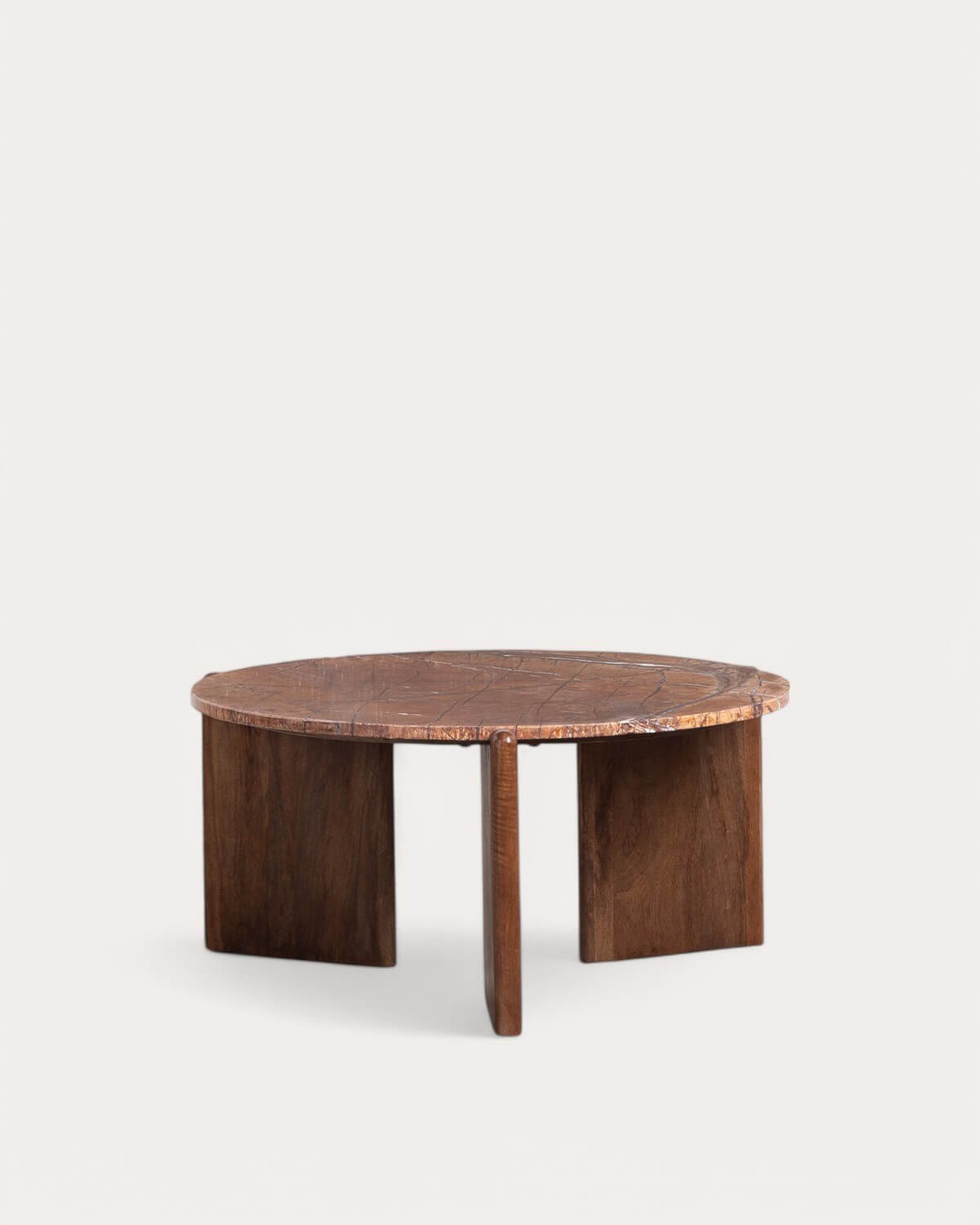 Tavolino Rotondo in Legno di m¡Mango e Marmo (Ø86 cm) Crecia, immagine della galleria 1