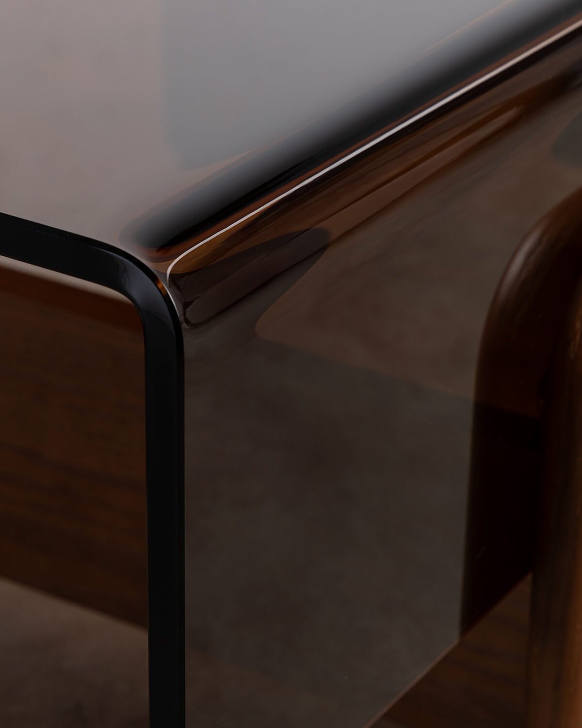 Tavolino Rettangolare in Vetro Curvato e Legno (120x60 cm) Clery, immagine della galleria 7