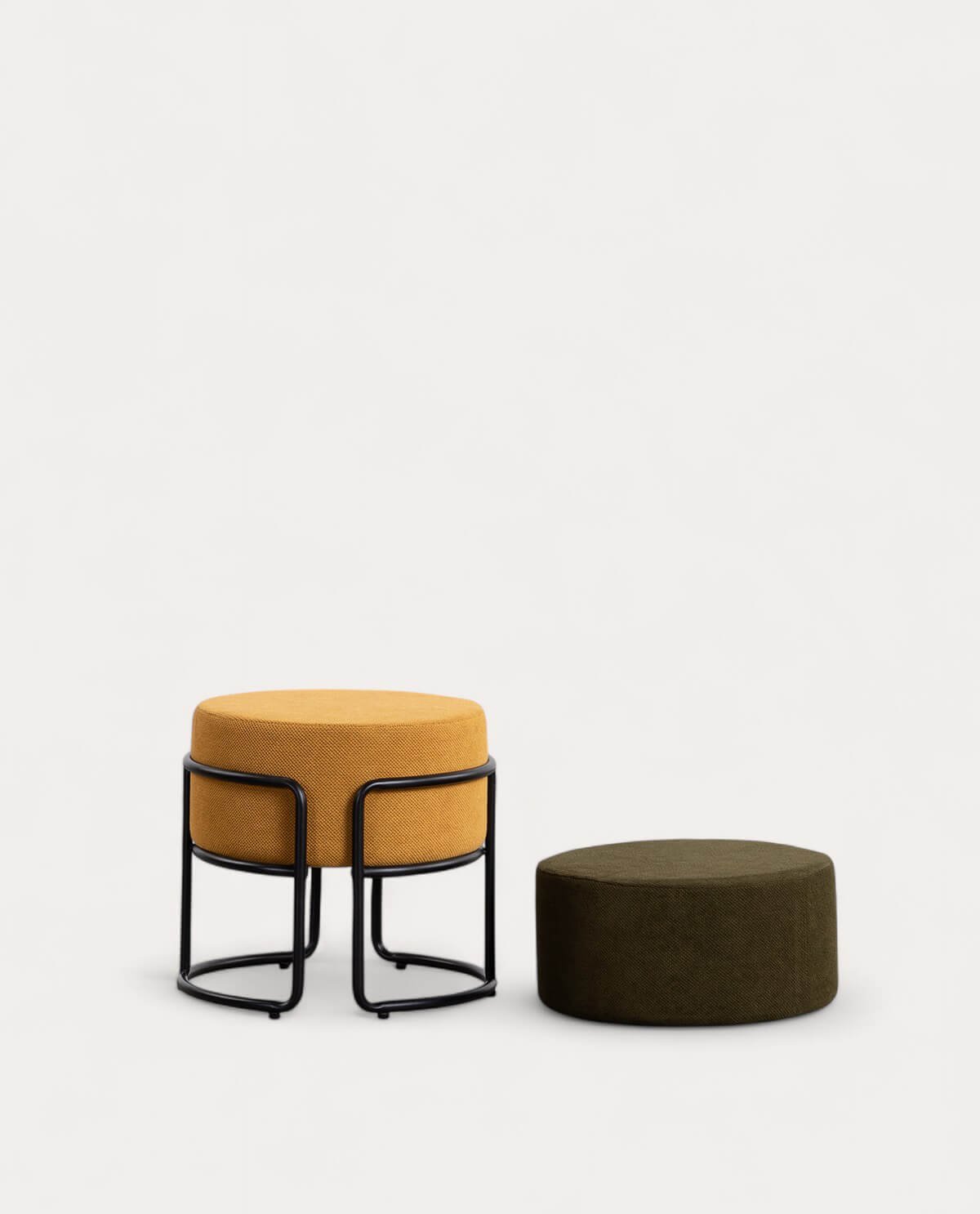 Pouf Rotondo con Cuscino in Tessuto Rimovibile Aixa, immagine della galleria 2