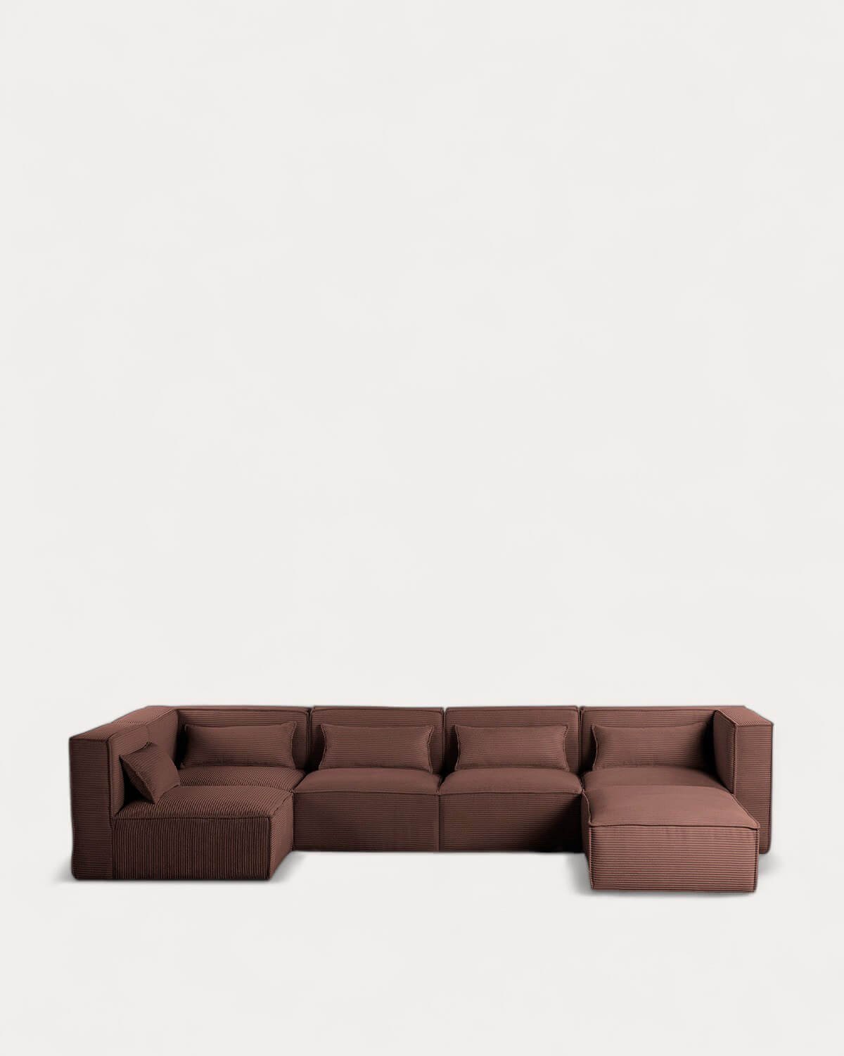 Divano Modulare 5 Pezzi con Pouf in Velluto a Coste Spesse Kilhe, immagine della galleria 2