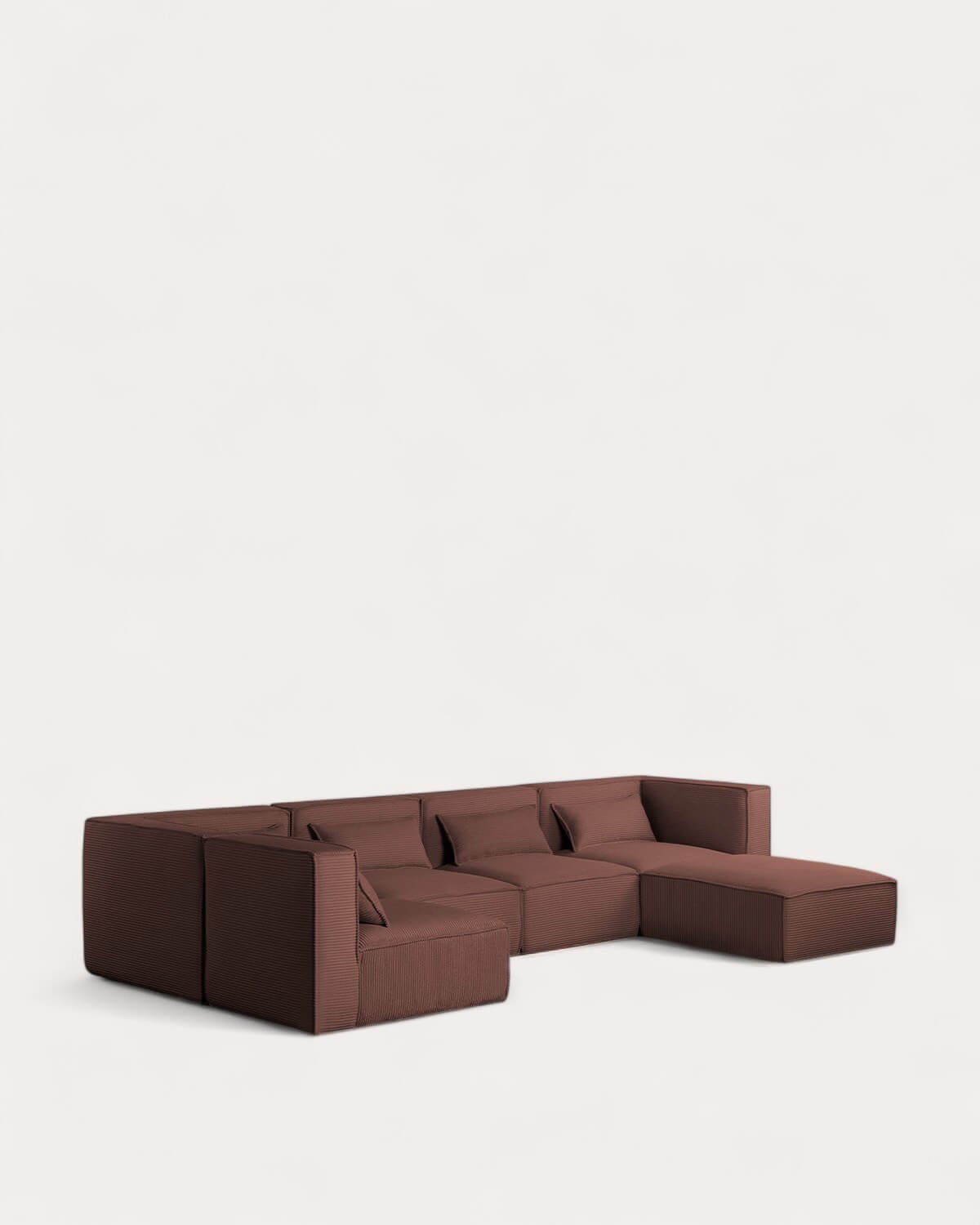 Divano Modulare 5 Pezzi con Pouf in Velluto a Coste Spesse Kilhe, immagine della galleria 1