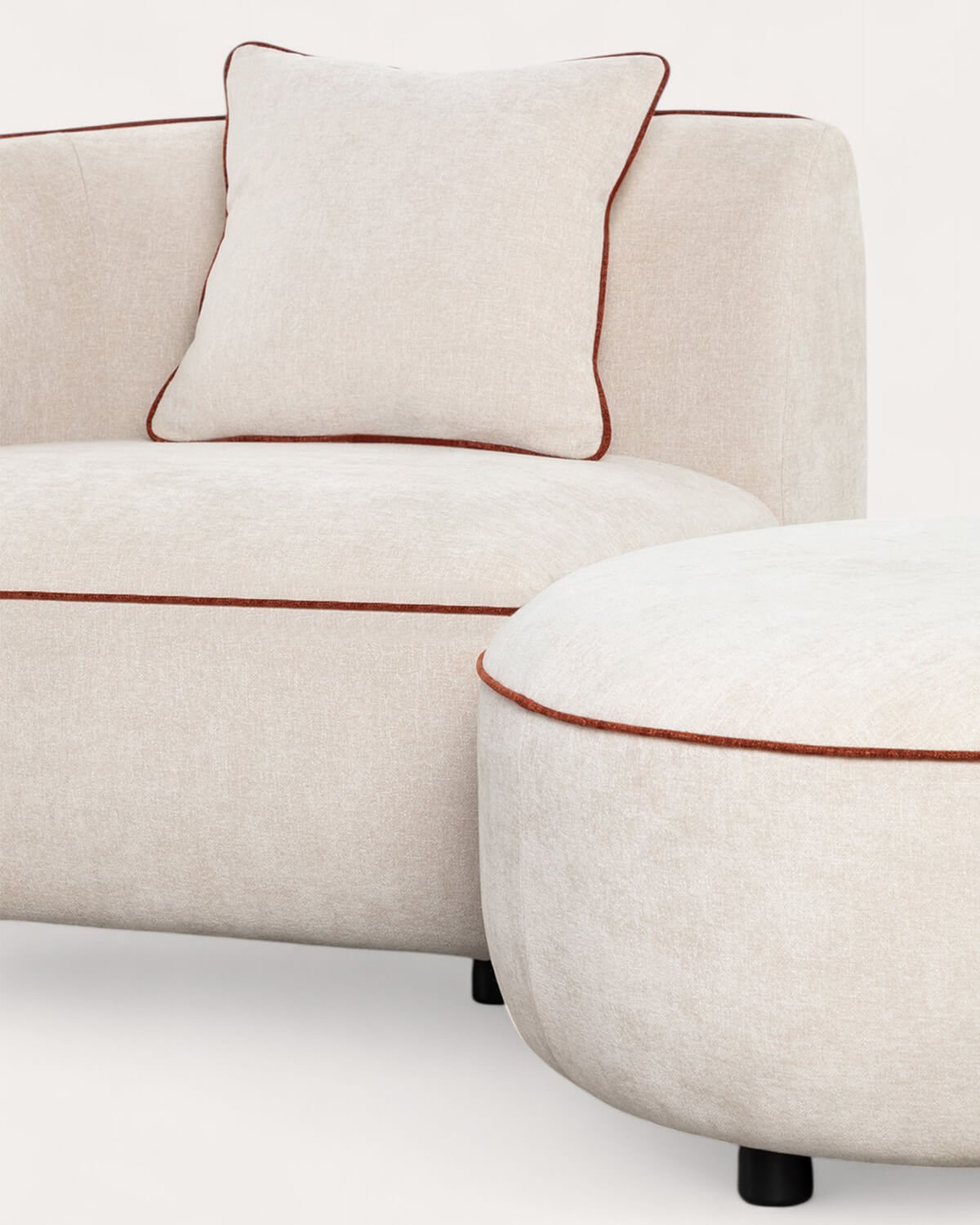 Poltrona Angolare con Puff Rotondo in Tessuto Ilham , immagine della galleria 7