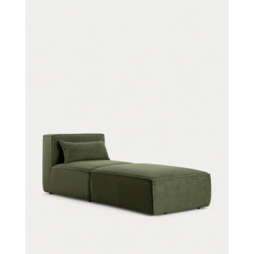 Poltrona Modulare con Pouf in Tessuto Bouclé Kilhe Bouclé -Verde Nori - The Masie