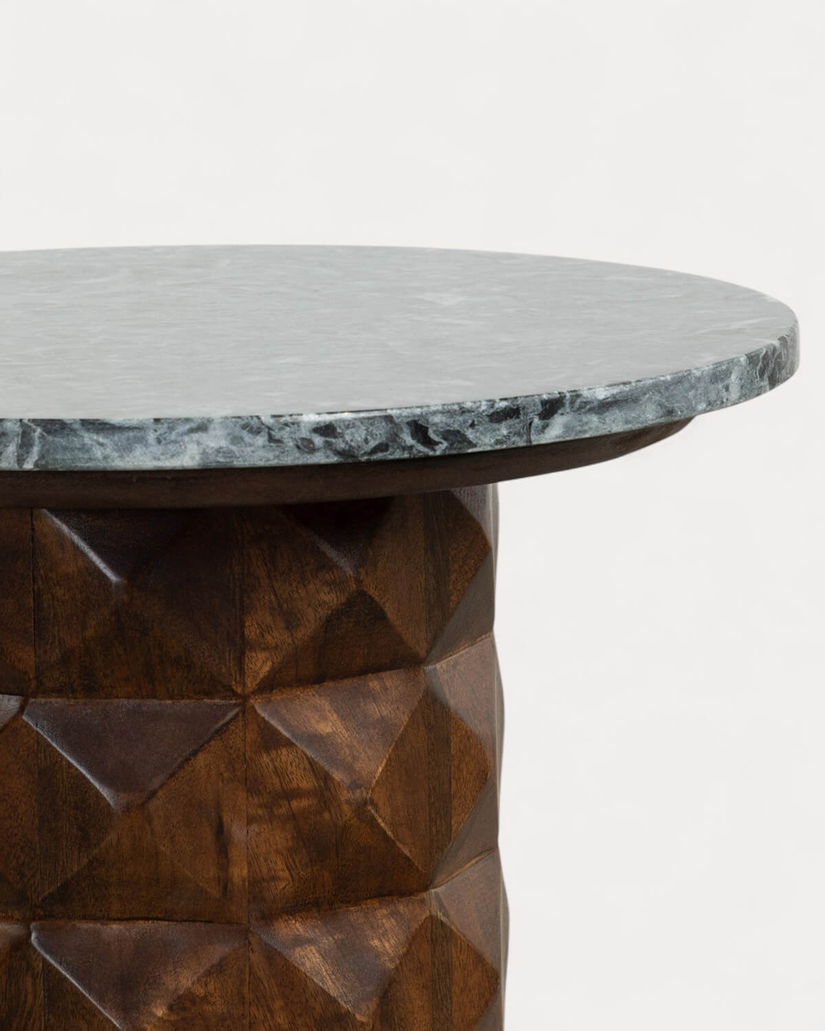 Tavolino Rotondo in Marmo Udaipur e Legno di Mango (Ø40 cm) Vilna, immagine della galleria 3