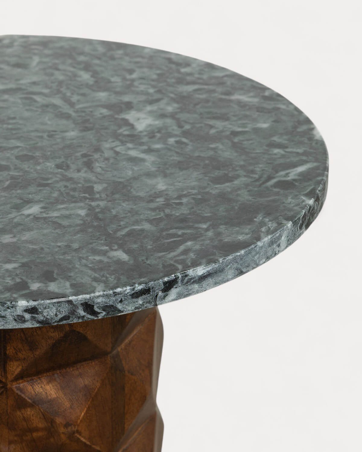 Tavolino Rotondo in Marmo Udaipur e Legno di Mango (Ø40 cm) Vilna, immagine della galleria 6