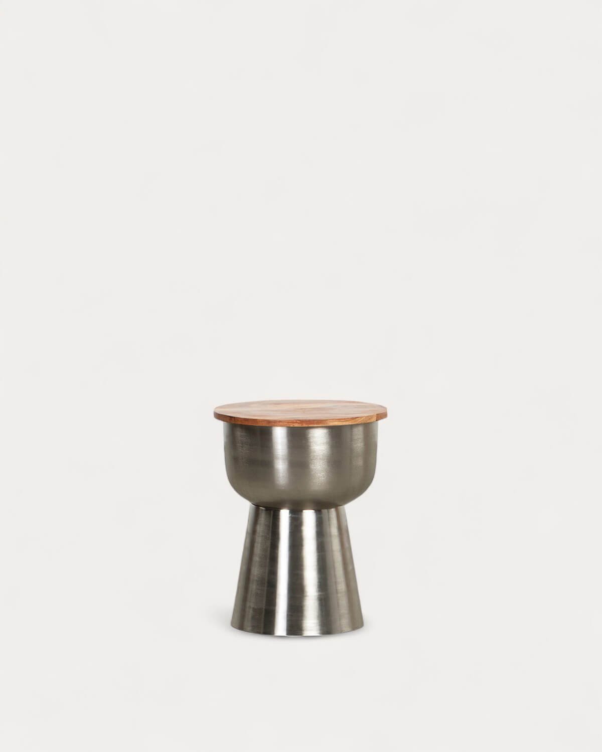 Tavolino Rotondo in Legno di Acacia e Metallo (Ø39 cm) Binchi, immagine della galleria 1