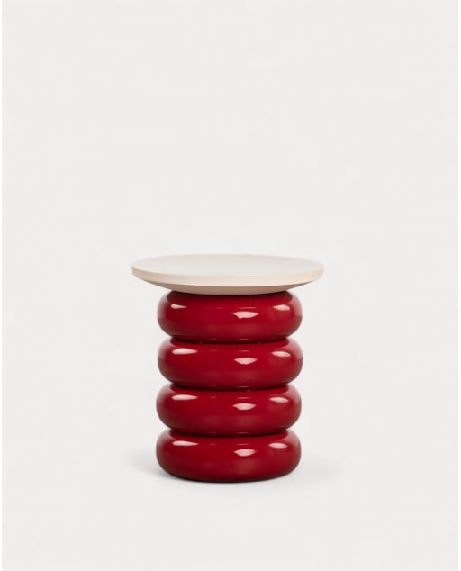 Tavolino Ausiliario Rotondo in Metallo (Ø45 cm) Troika - Rosso Chili
