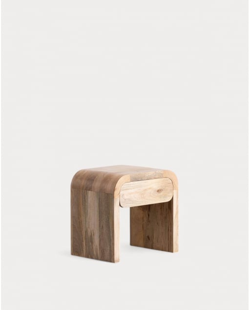 Pack 2 Comodini con Cassetto in Legno di Mango (47X35 cm) Vanile