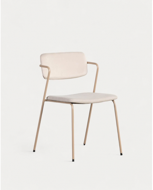 Sedia da Pranzo in Velluto e Tessuto Irun - Beige Seashell