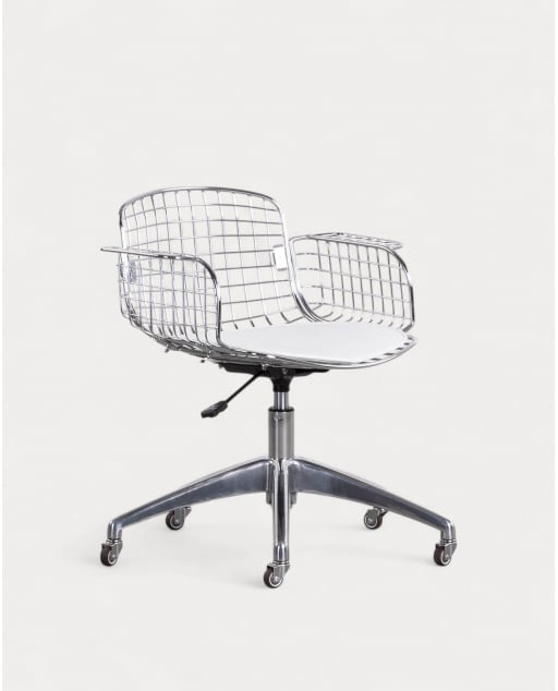 Sedia da Scrivania in Metallo con Schienale Basso Vintage Aras