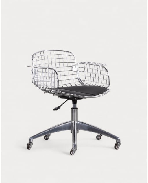 Sedia da Scrivania in Metallo con Schienale Basso Vintage Aras