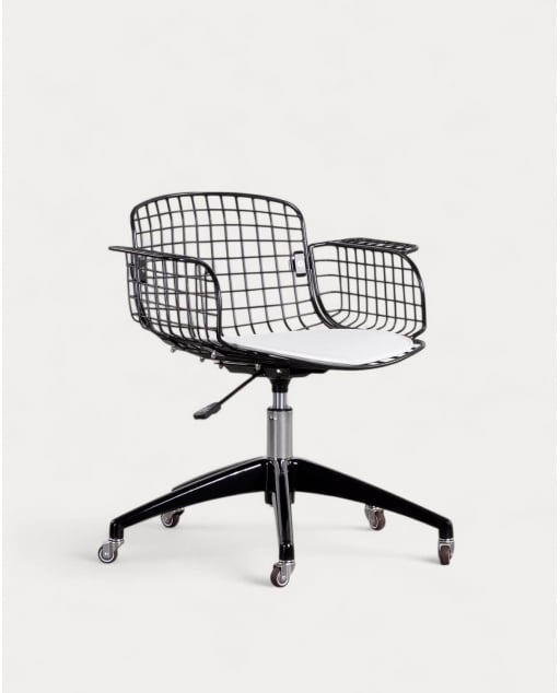 Sedia da Scrivania in Metallo con Schienale Basso Vintage Aras