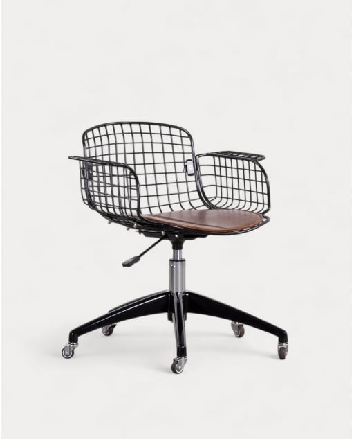 Sedia da Scrivania in Metallo con Schienale Basso Vintage Aras