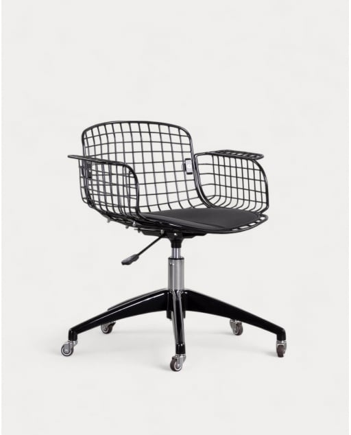 Sedia da Scrivania in Metallo con Schienale Basso Vintage Aras