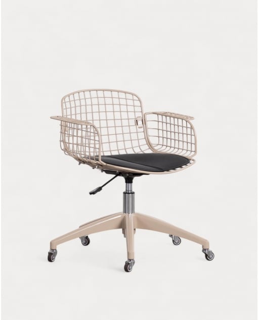 Sedia da Scrivania in Metallo con Schienale Basso Vintage Aras