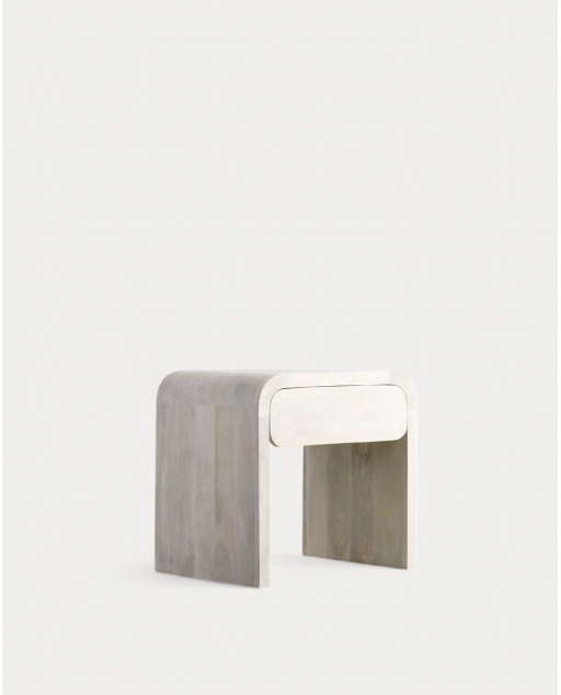 Pack da 2 comodini rettangolari XL 61x45,5 cm con cassetto in legno di mango Vanile