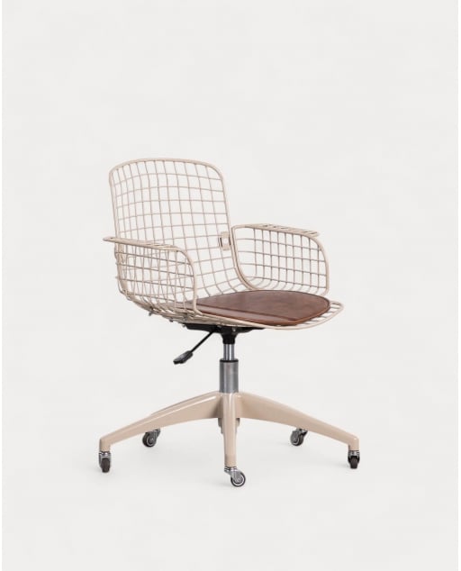 Sedia da Scrivania in Metallo con Schienale Alto Vintage Aras