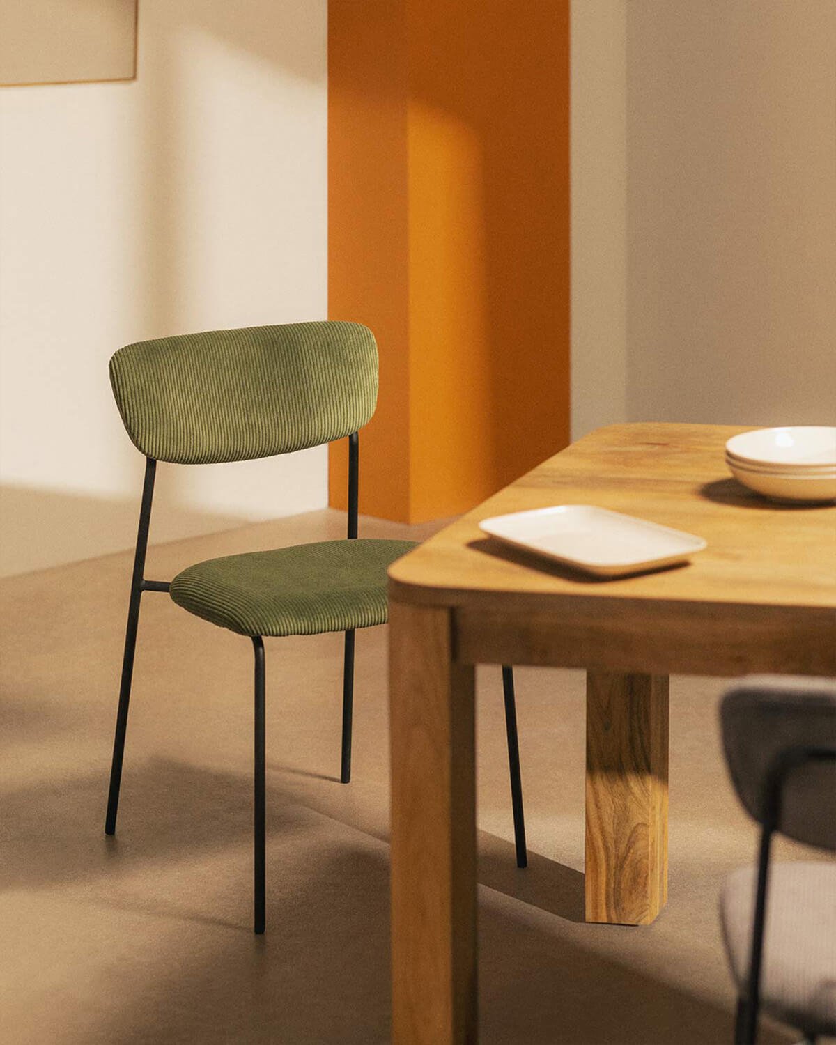 Sedia da Pranzo in Metallo e Velluto a Coste Morgan, immagine della galleria 2