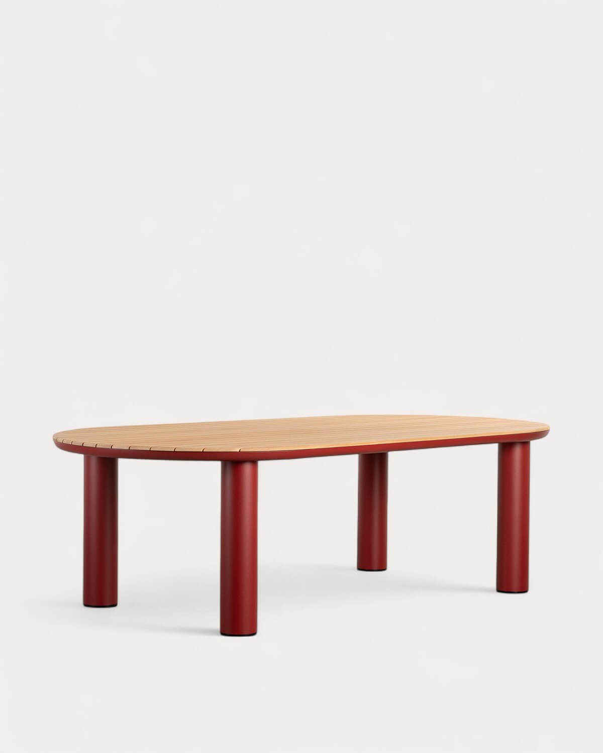 Tavolo da Esterno Oval in Alluminio e Legno di Teak (240x120 cm) Cheryl, immagine della galleria 1