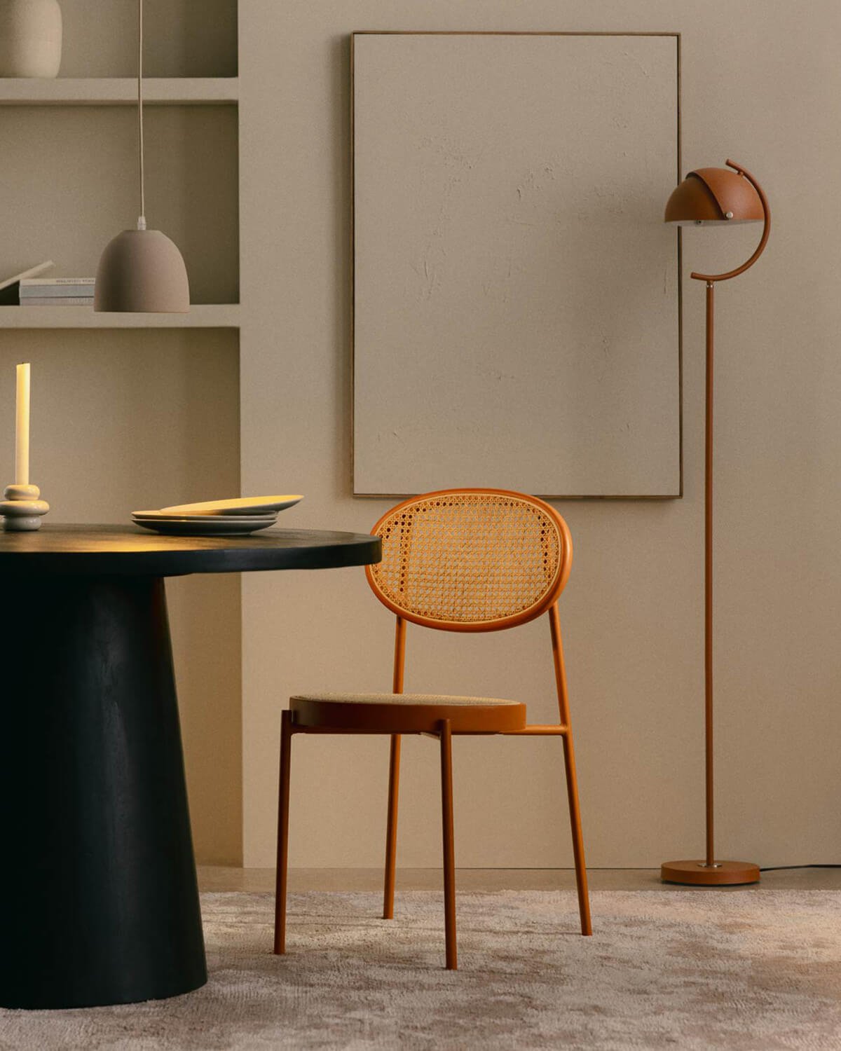 Pack 2 di Sedie da Pranzo in Rattan Naturale e Metallo Vili, immagine della galleria 2