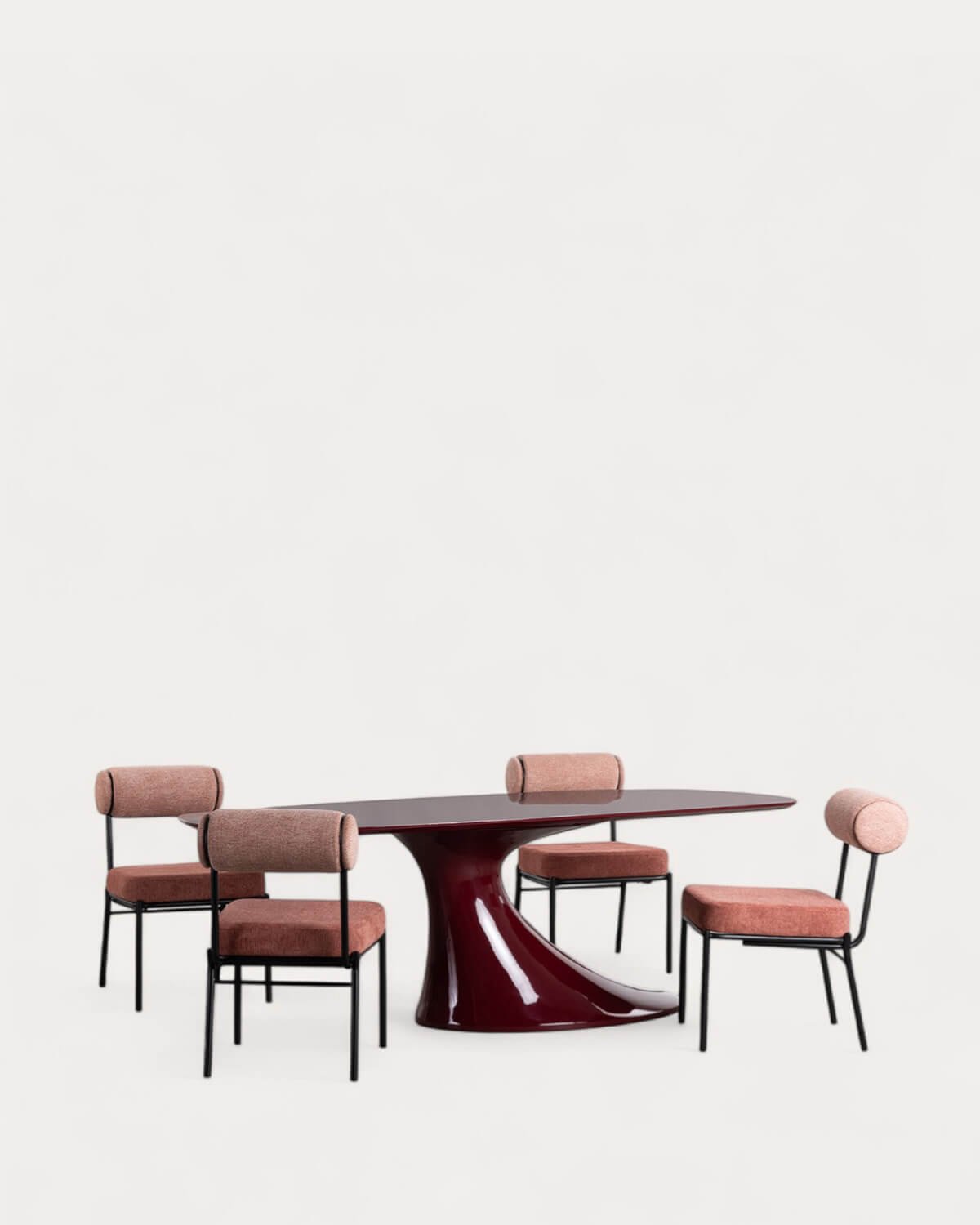 Set di Tavolo da Pranzo Rettangolare in Legno (220x100 cm) Cool Flawas e 4 Sedie in Tessuto Elin, immagine della galleria 1