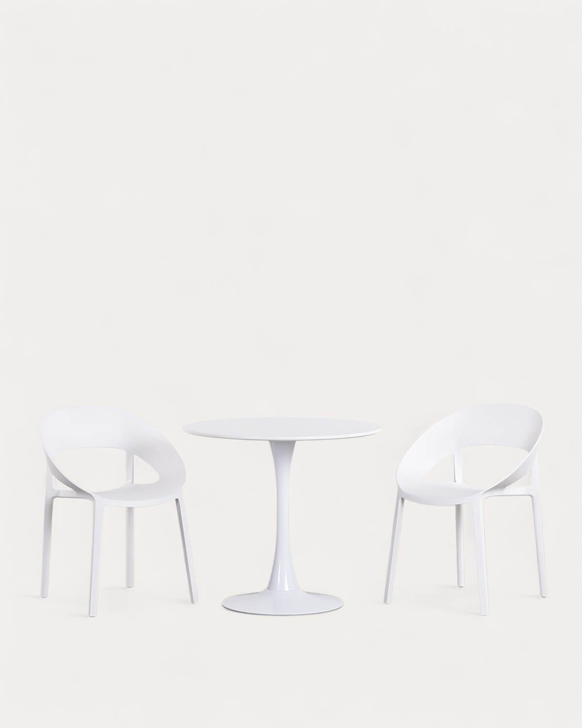 Set di Tavolo da Pranzo Rotondo in Legno (Ø80 cm) Chess e 2 Sedie in Polipropilene Lara, immagine della galleria 1