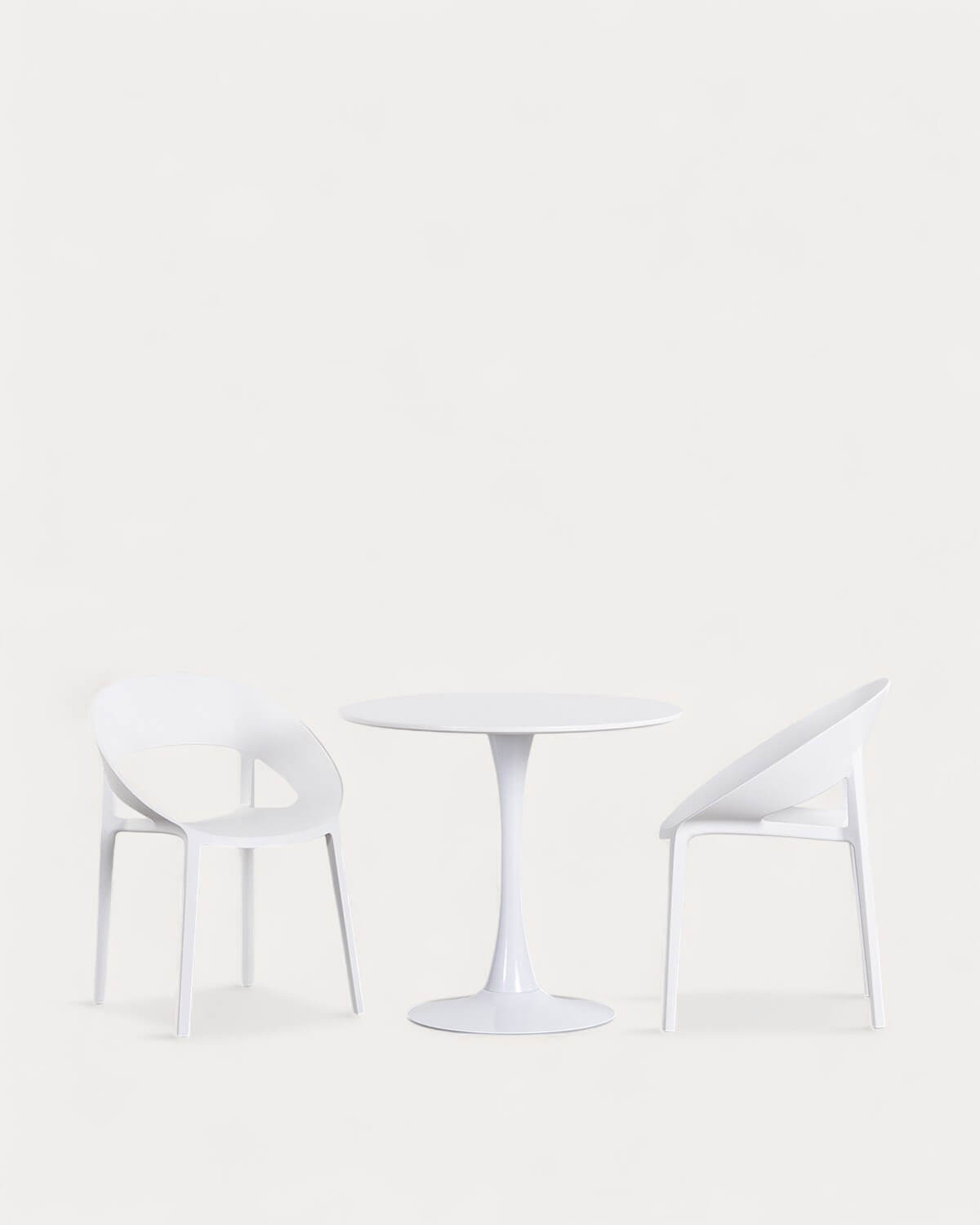 Set di Tavolo da Pranzo Rotondo in Legno (Ø80 cm) Chess e 2 Sedie in Polipropilene Lara, immagine della galleria 2