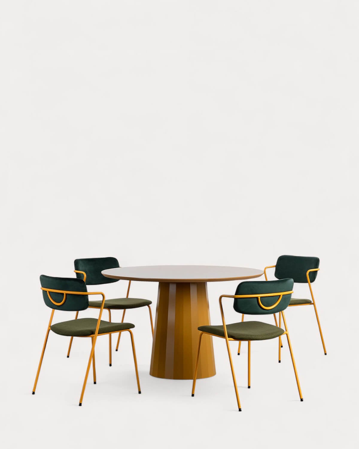 Set Tavolo da Pranzo Rotondo (Ø120 cm) Irem e 4 Sedie in Tessuto Irun, immagine della galleria 1