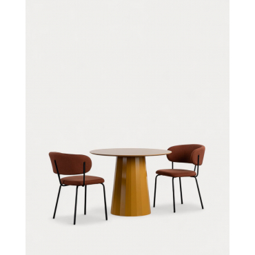 Set di Tavolo da Pranzo in Legno (100 cm) Irem e 2 Sedie in Tessuto