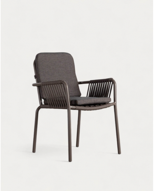 Pack 4 Sedie da Pranzo con Braccioli in Alluminio e Corda Drian