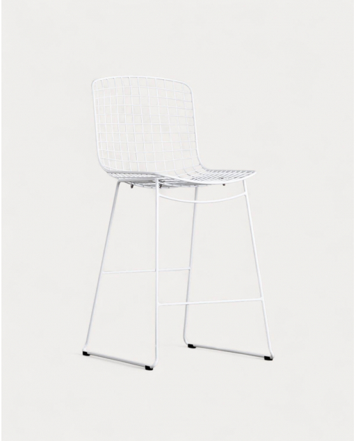 Sgabello Alto in Metallo (66 cm) Aras Schienale Alto - Bianco