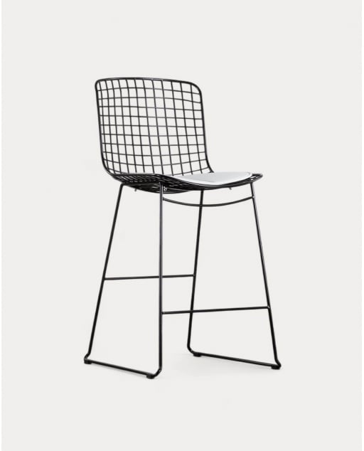 Sgabello Alto in Metallo (66 cm) Aras Schienale Alto - Nero