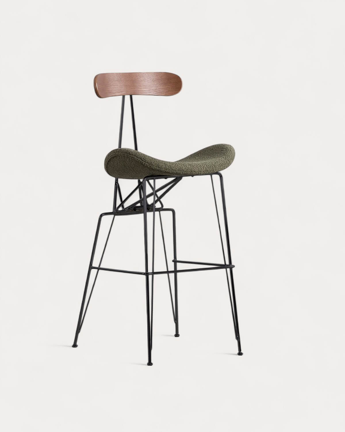 Sgabello alto 75 cm in tessuto e legno Brunela, immagine della galleria 1