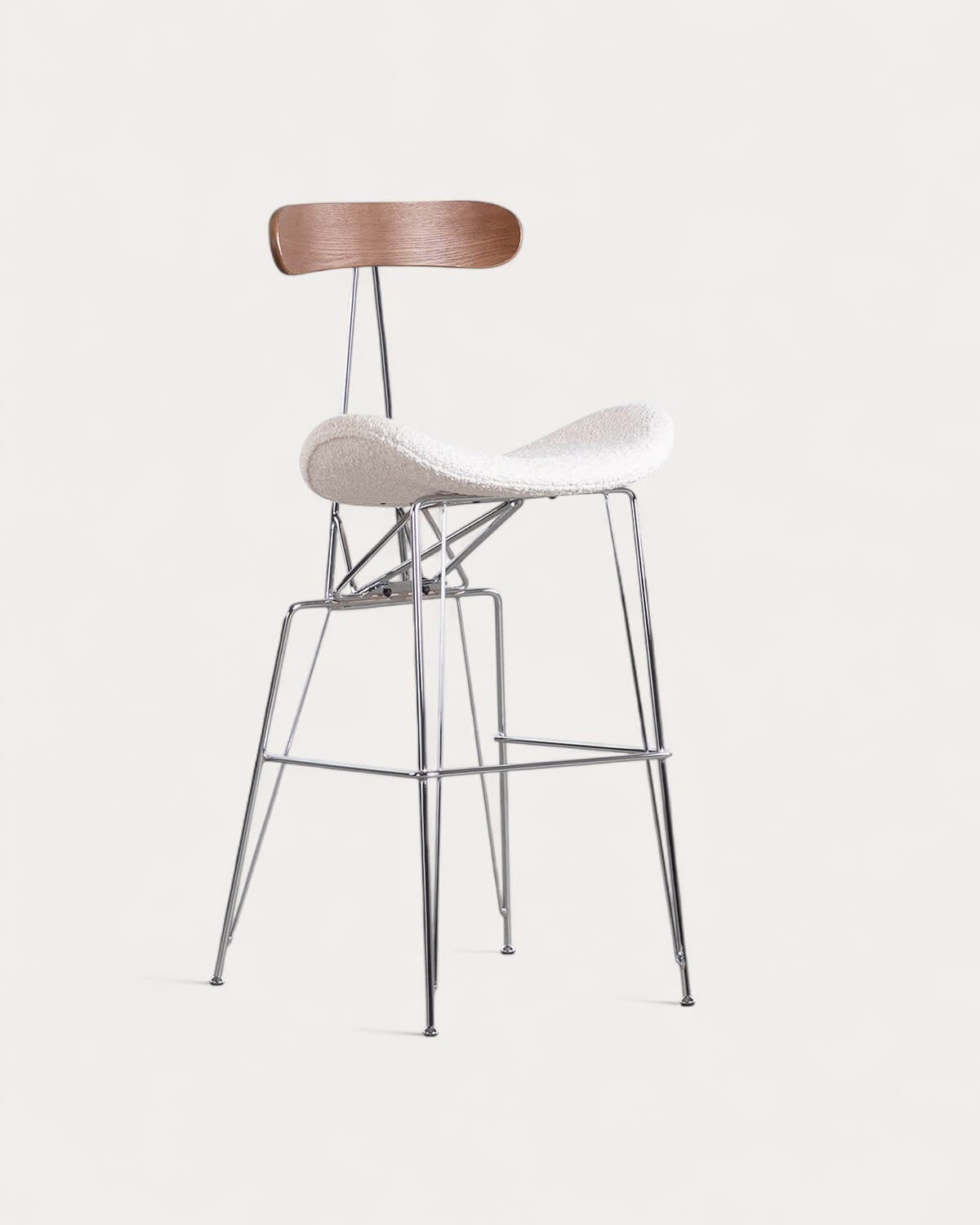 Sgabello alto 75 cm in tessuto e legno Brunela, immagine della galleria 1