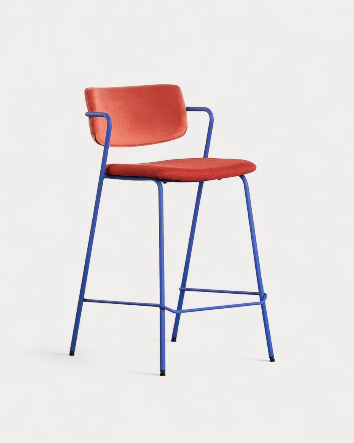 Pack 4 Sgabelli Alti in Velluto e Tessuto (65 cm) Irun, immagine della galleria 1