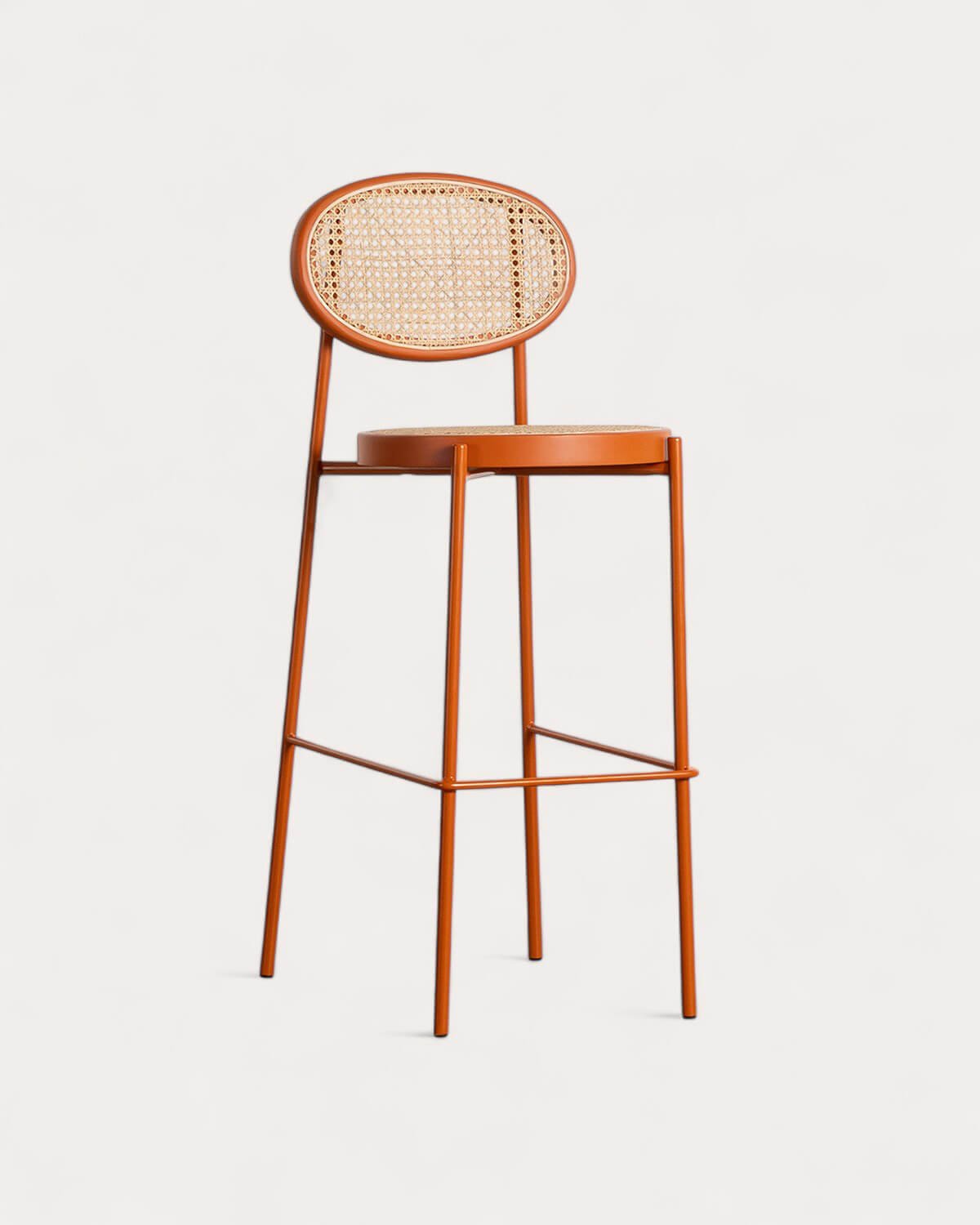 Sgabello Alto in Rattan Naturale e Metallo (75 cm) Vili, immagine della galleria 1