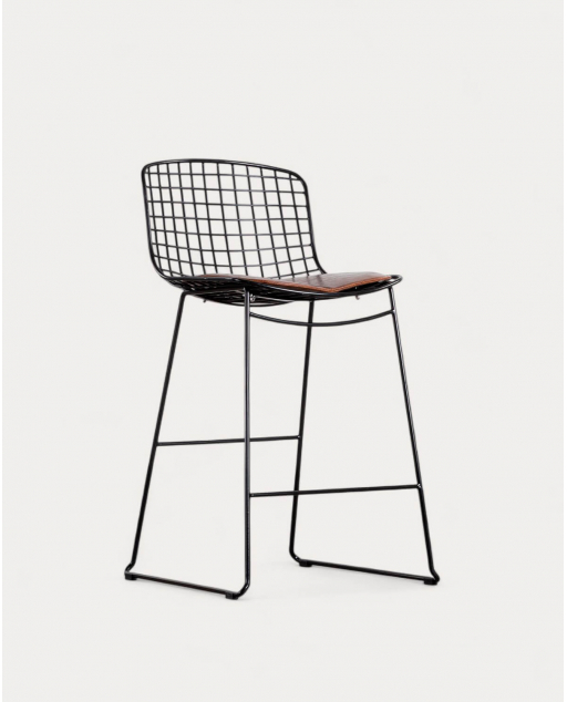 Sgabello Alto in Metallo (66 cm) con Schienale Basso Aras - Nero