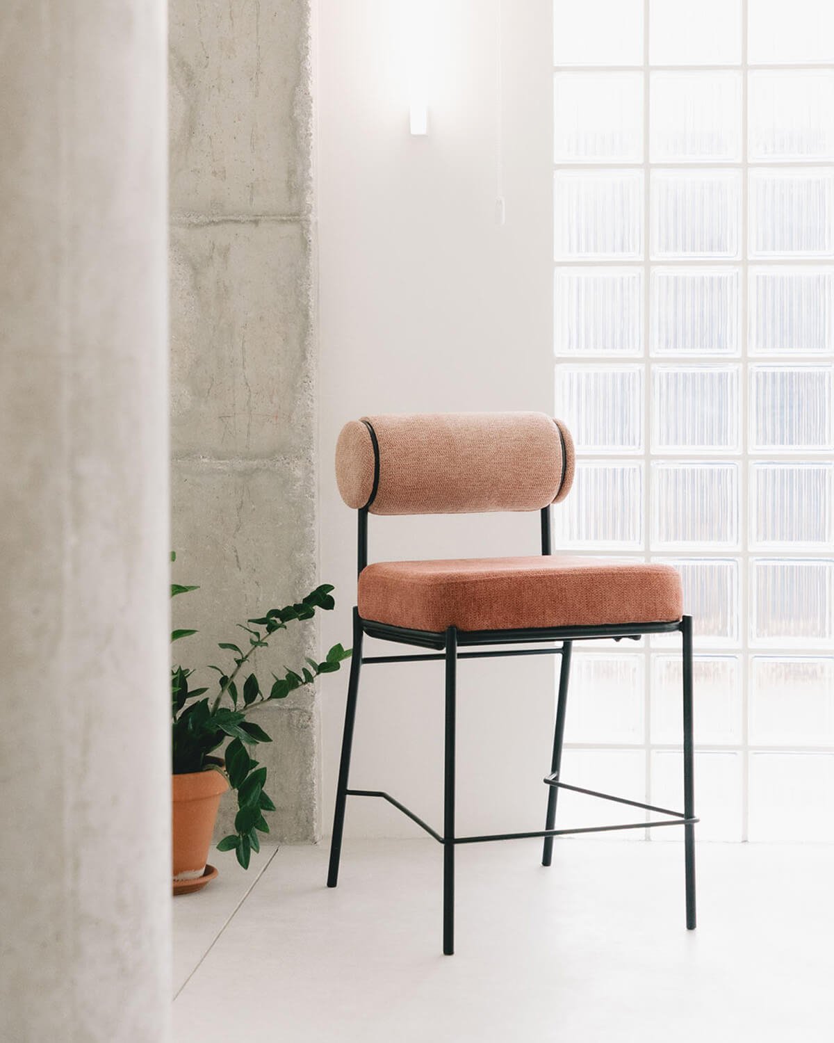 Sgabello Alto in Tessuto e Metallo (64,5 cm) Elin, immagine della galleria 2